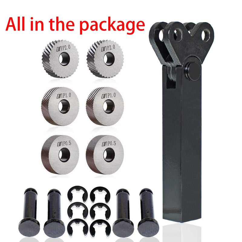 FJSM 7pcs high-Strength Double-Wheel Lathe knurling Tools Diagonal Diagonal knurling Wheel Pitch 0.5/1.0/2.0mm - Image 2